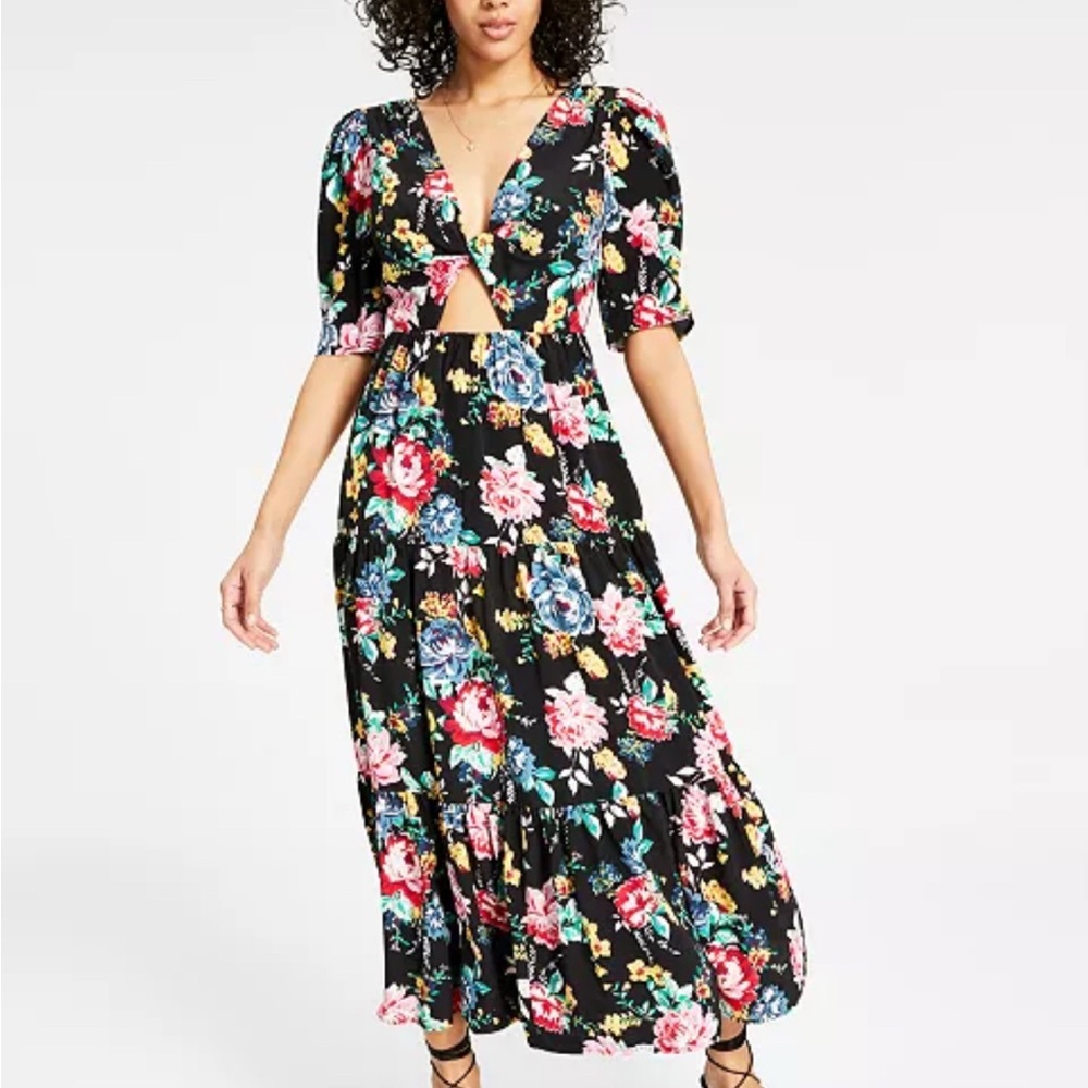 Leyden Wispy Floral Dress With Center Cutout